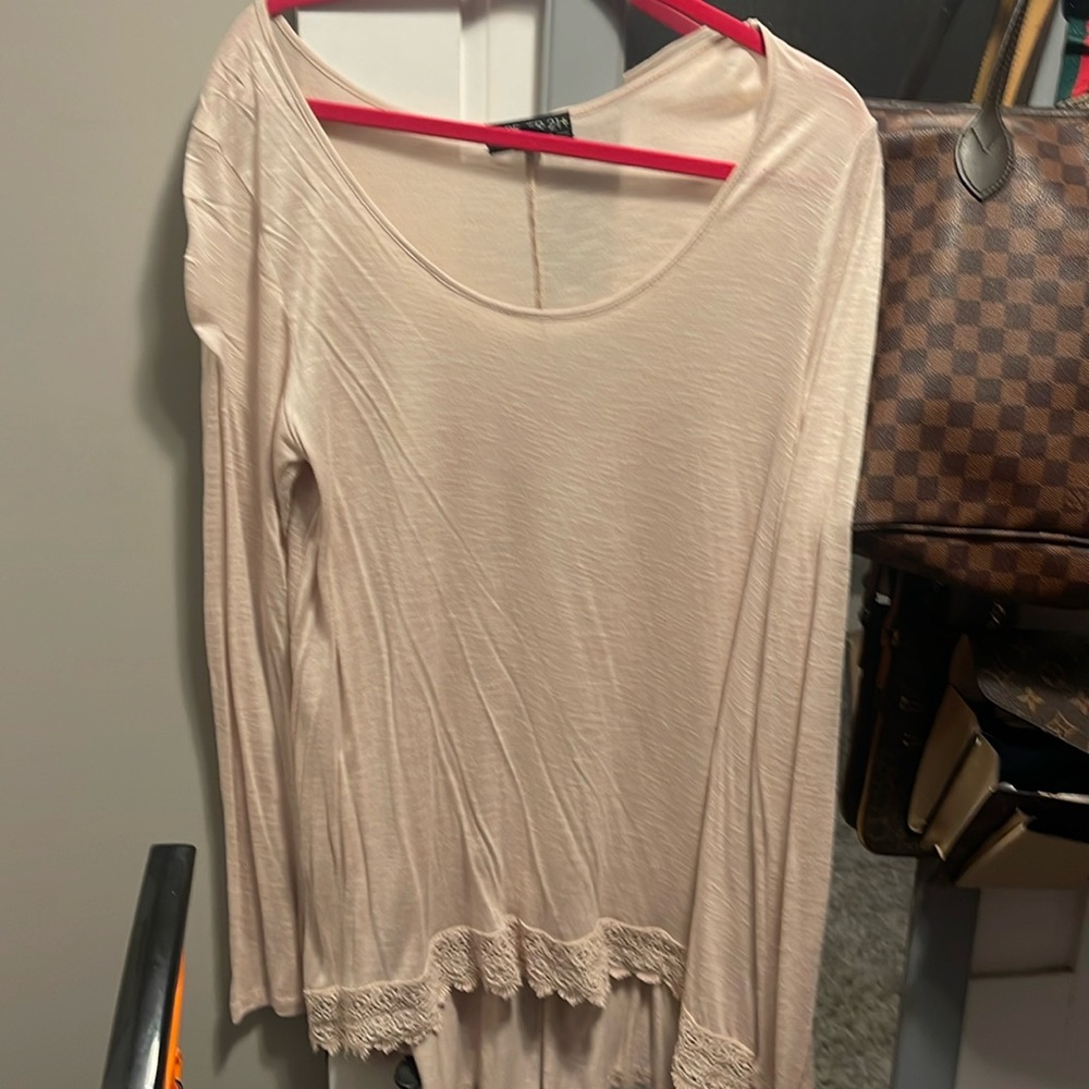 XL by forever 21 flowing top tan with embroidery on the bottom